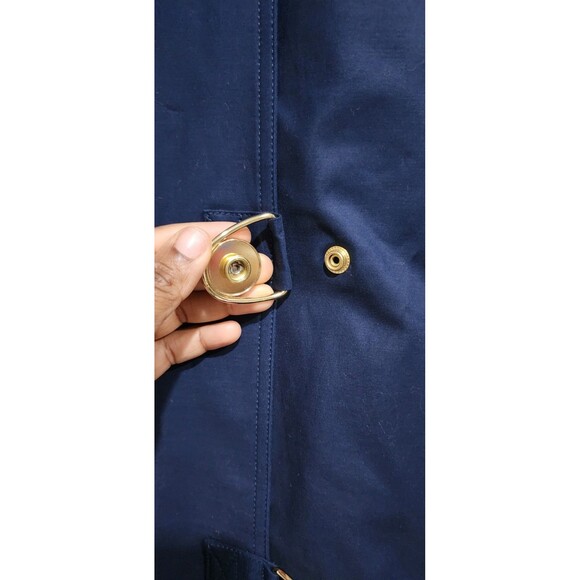 Jones New York Signature Swing Coat Womens S Navy Blue Stretch Pockets Snap EUC - Picture 11 of 15